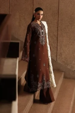 Rajbari Dhanak 3 Piece Embroidered Suit with Embroidered Dhanak Shawl 2026