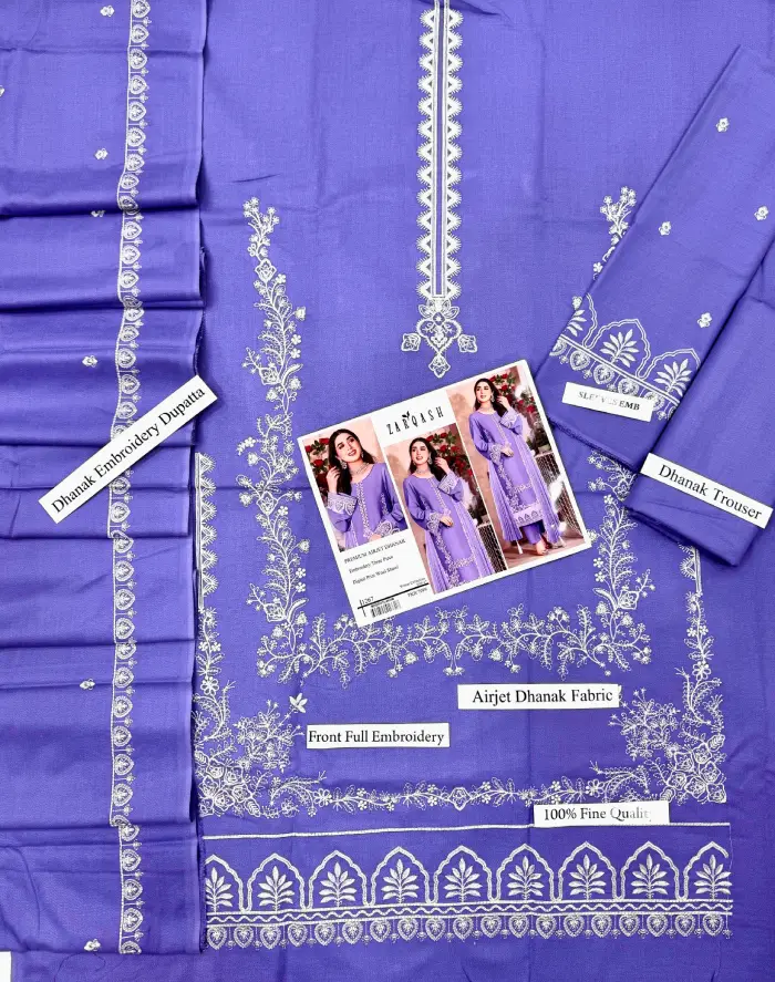 Zarqash Dhanak ZQ-2601 | 3Pcs Embroidered Winter Dhanak Collection 2026 3 Zarqash 3 piece embroidered winter dhanak suit 2026