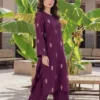 Bareeze Dhanak 2 Piece Embroidered Winter Suit with Plain Dyed Trouser 2026