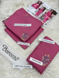 Bareeze Dhanak 2 Piece Embroidered Winter Suit with Plain Dyed Trouser 2026