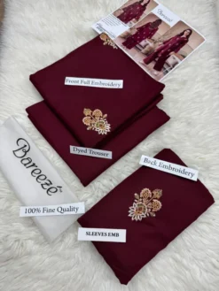 Bareeze Dhanak 2 Piece Embroidered Winter Suit with Plain Dyed Trouser 2026