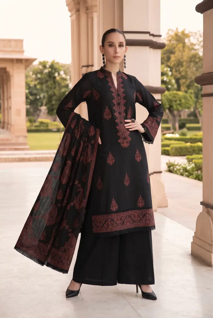 Bareeze 3 Piece Dhanak BR-2602 | Premium Embroidered Winter Collection 2026 3 Bareeze 3 Piece Unstitched Embroidered Winter Dhanak Suit with Digital Printed Wool Shawl 2026