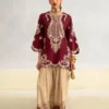 Ethnic silk 2 piece, embroidered silk suit Pakistan, unstitched silk dress, winter silk collection 2026, embroidered 2 piece suit, digital printed trouser suit, Libas e Khas winter collection
