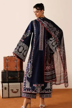 Izel 3 Piece Unstitched Embroidered Suit with Digital Printed Wool Shawl and Plain Dyed Trouser