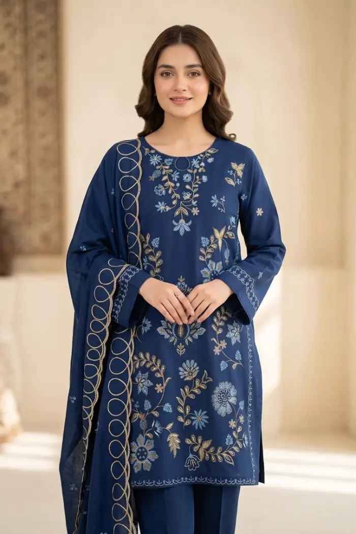 Zaib Dhanak ZB-1101 | 3Pcs Embroidered Winter Dhanak Collection 2026 2 zaib 3 piece winter dhanak embroidered winter suit sale 2026