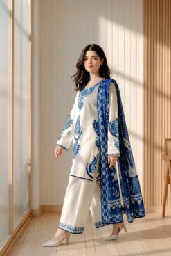Libas e Khas Store | Pakistan Best Clothing Store | Free Home Delivery Pakistani Dresses 4 laam 3 Piece Unstitched Embroidered Winter Dhanak Suit with Embroidered Dhanak Shawl 2026