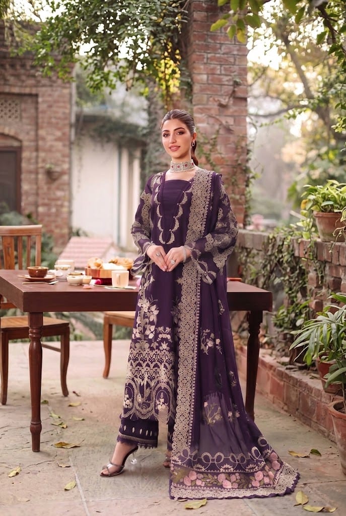 Kahf by Libas e Khas Store Dhanak KF-2704 | 3Pcs Embroidered Winter Dhanak Collection 2026 2 Kahf by Libas e Khas Store Dhanak DHANAK FULL HEAVY Embroidery Shawl With 4 Sided Heavy Lace and Attached Heavy Pallu kahf winter dhanak collections 2026-27